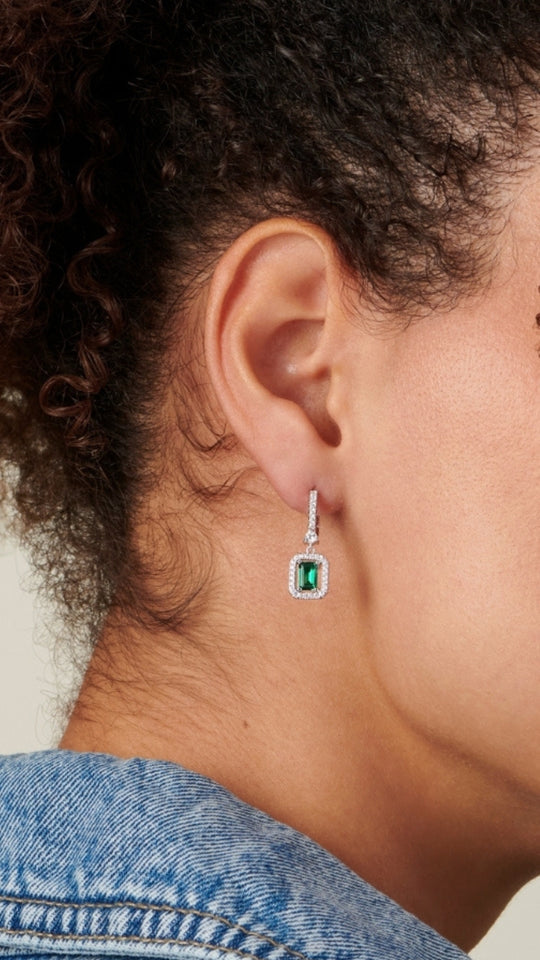 Moxie Earrings Emerald Green Sterling Silver