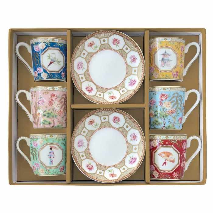 Set 6 coffee cups & saucers in porcelain 100 ml in gift box JARDINS D'ORIENT