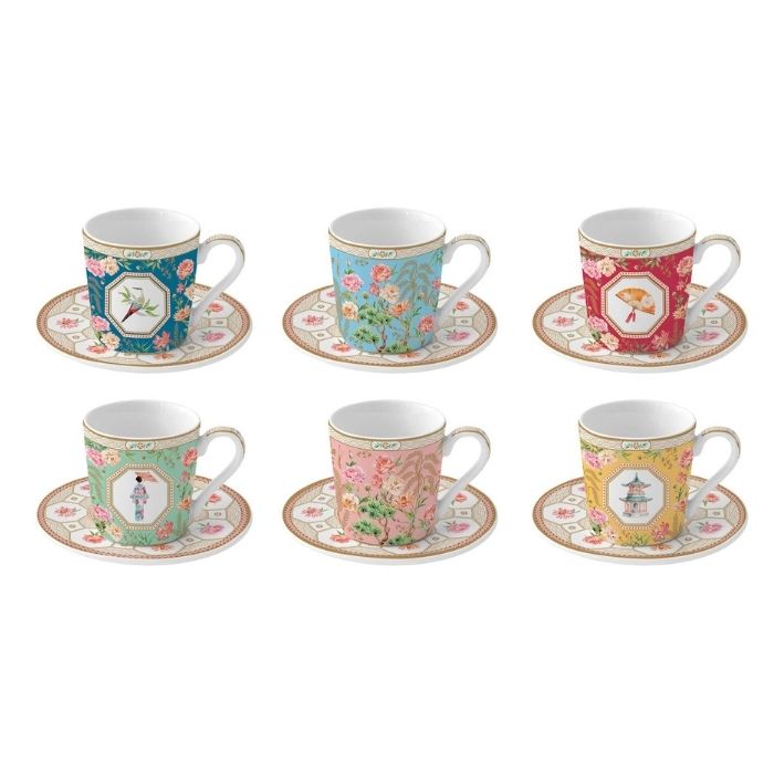Set 6 coffee cups & saucers in porcelain 100 ml in gift box JARDINS D'ORIENT