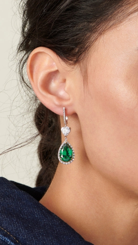 Ren Earrings Emerald Green Sterling Silver