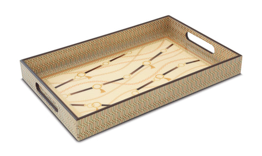 Rectangle MDF tray 40x25,5x4,5 cm in c.b. LUXURY CHAIN BEIGE