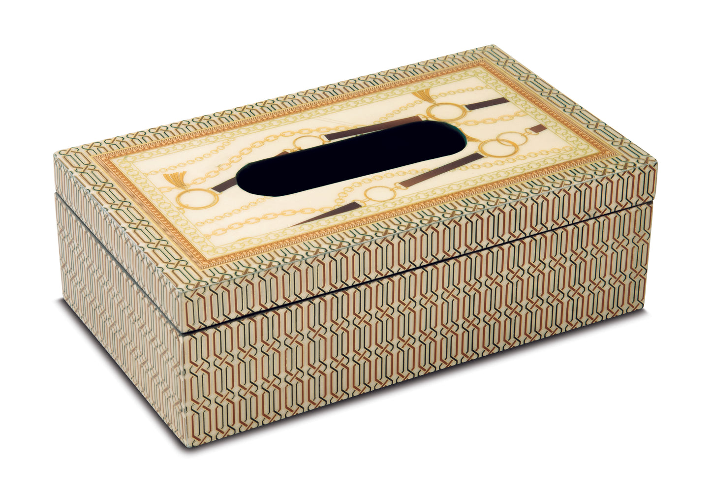 MDF tissue box 24x14x8 cm in c.b. LUXURY CHAIN BEIGE