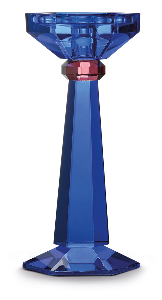 Crystal candle holder h 23 cm in color box BLUE