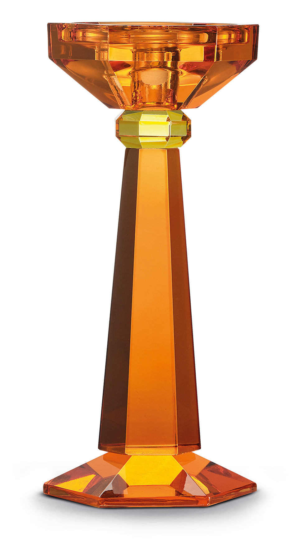Crystal candle holder h 23 cm in color box ORANGE