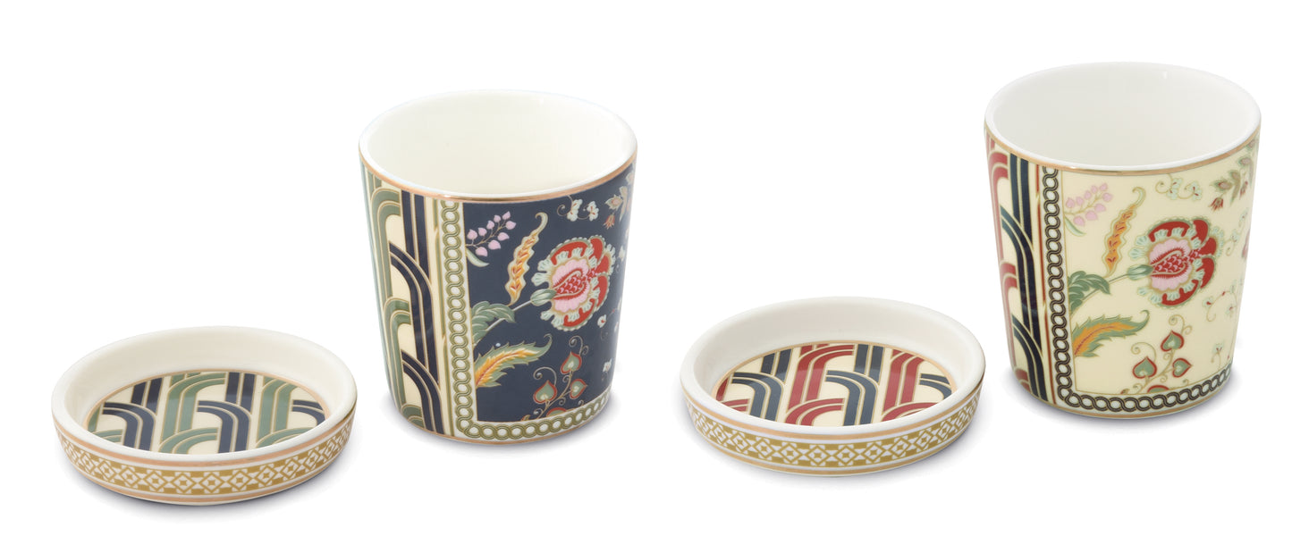 Set 2 porcelain cups 90ml with lid in gift box PAISLEY