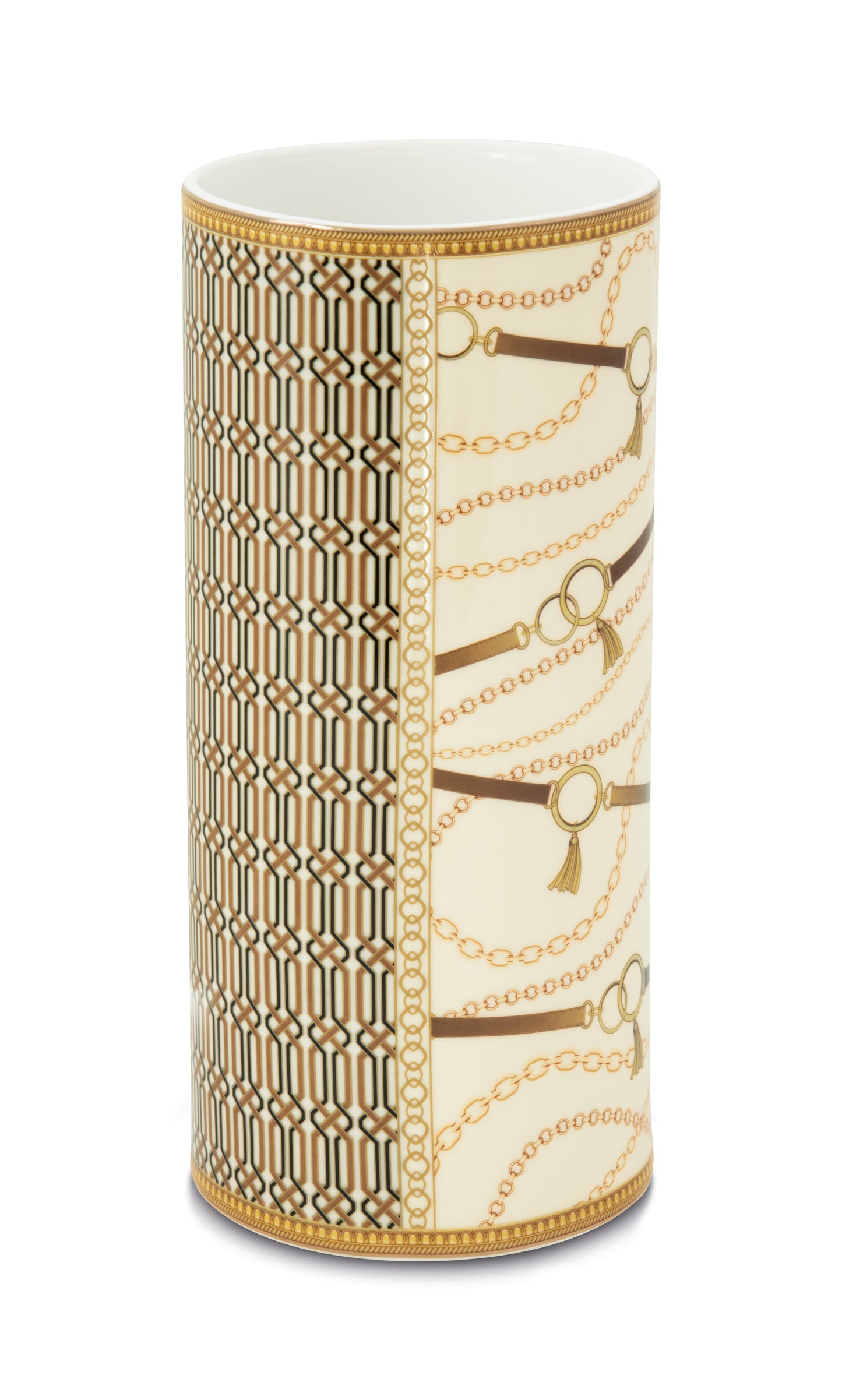 Porcelain vase Ø 11x24 h cm in gift box LUXURY CHAIN BEIGE