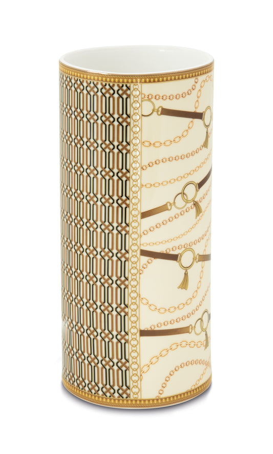 Porcelain vase Ø 11x24 h cm in gift box LUXURY CHAIN BEIGE