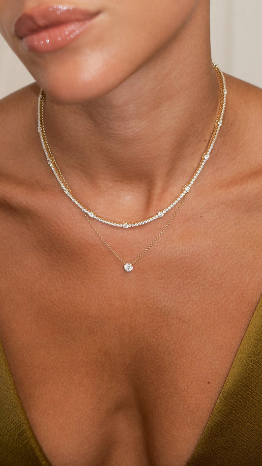 Phoebe Tennis Necklace Gold Vermeil