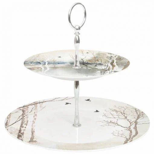 2-tier cake plate in porcelain | Faded Dreams