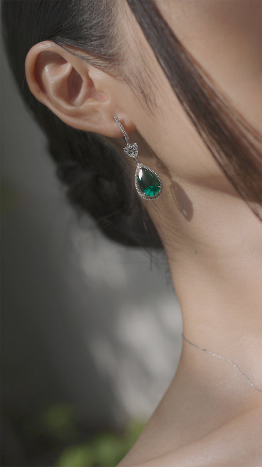 Ren Earrings Emerald Green Sterling Silver