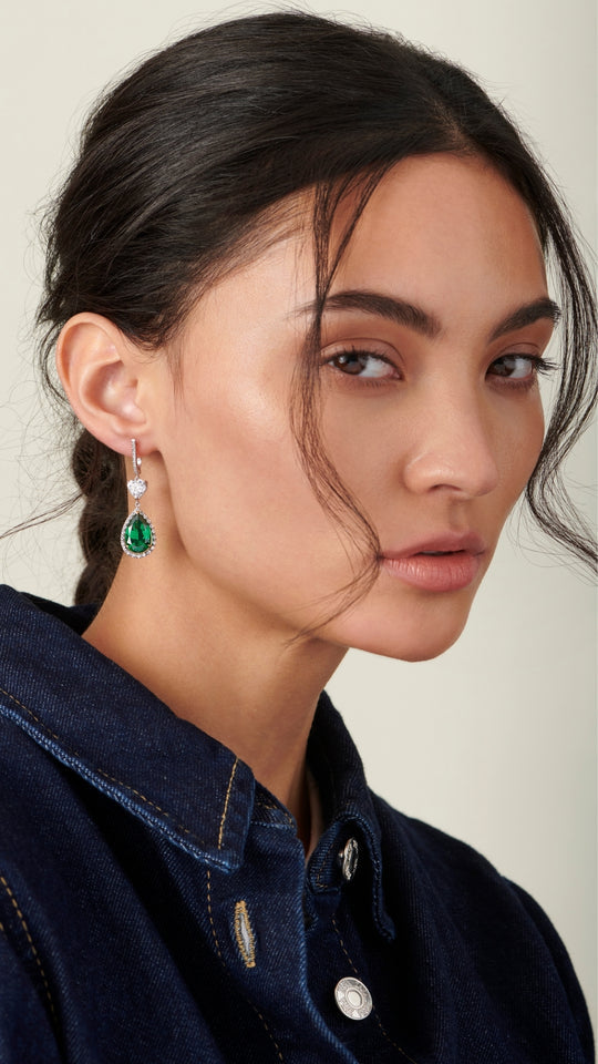 Ren Earrings Emerald Green Sterling Silver