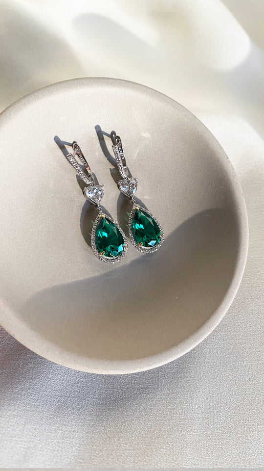 Ren Earrings Emerald Green Sterling Silver