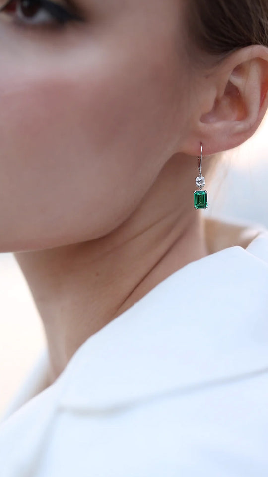 Shannon Earrings Emerald Green Sterling Silver