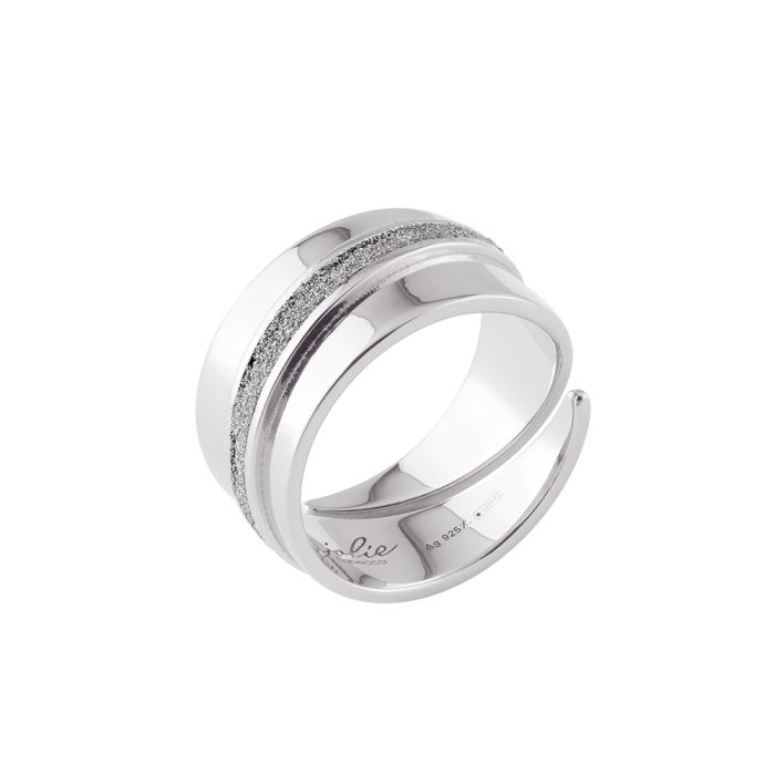 Jolie ring in silver with central flame in diamond dust