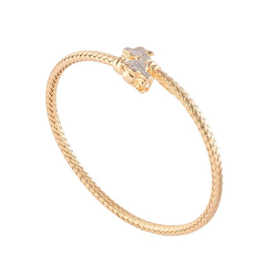 Jolie rigid bracelet with striped texture and panther heads
