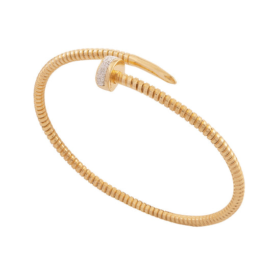 Nail bracelet with tubogas texture and diamond dust
