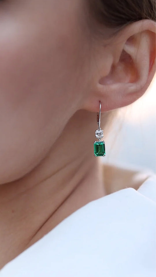 Shannon Earrings Emerald Green Sterling Silver