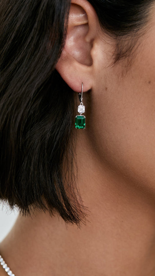 Shannon Earrings Emerald Green Sterling Silver