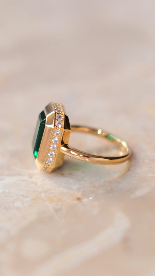 Lily Ring Emerald Green Gold Vermeil