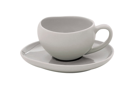 Coffee cup & saucer 90 ml in stoneware ORGANICA GREY