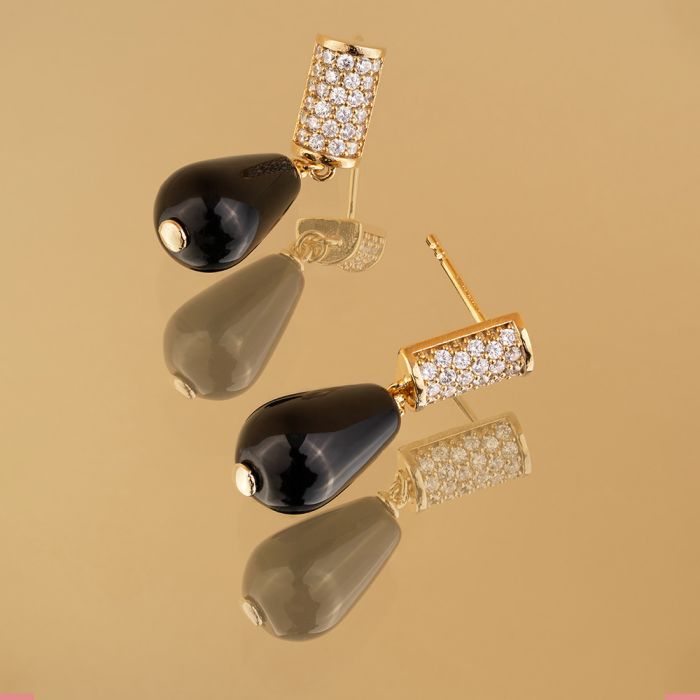 Tulipe warrings with zircons and natural stones pendant