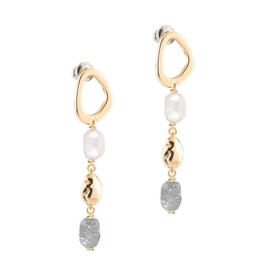 SILVER PEARL AND DIAMOND EARRINGS